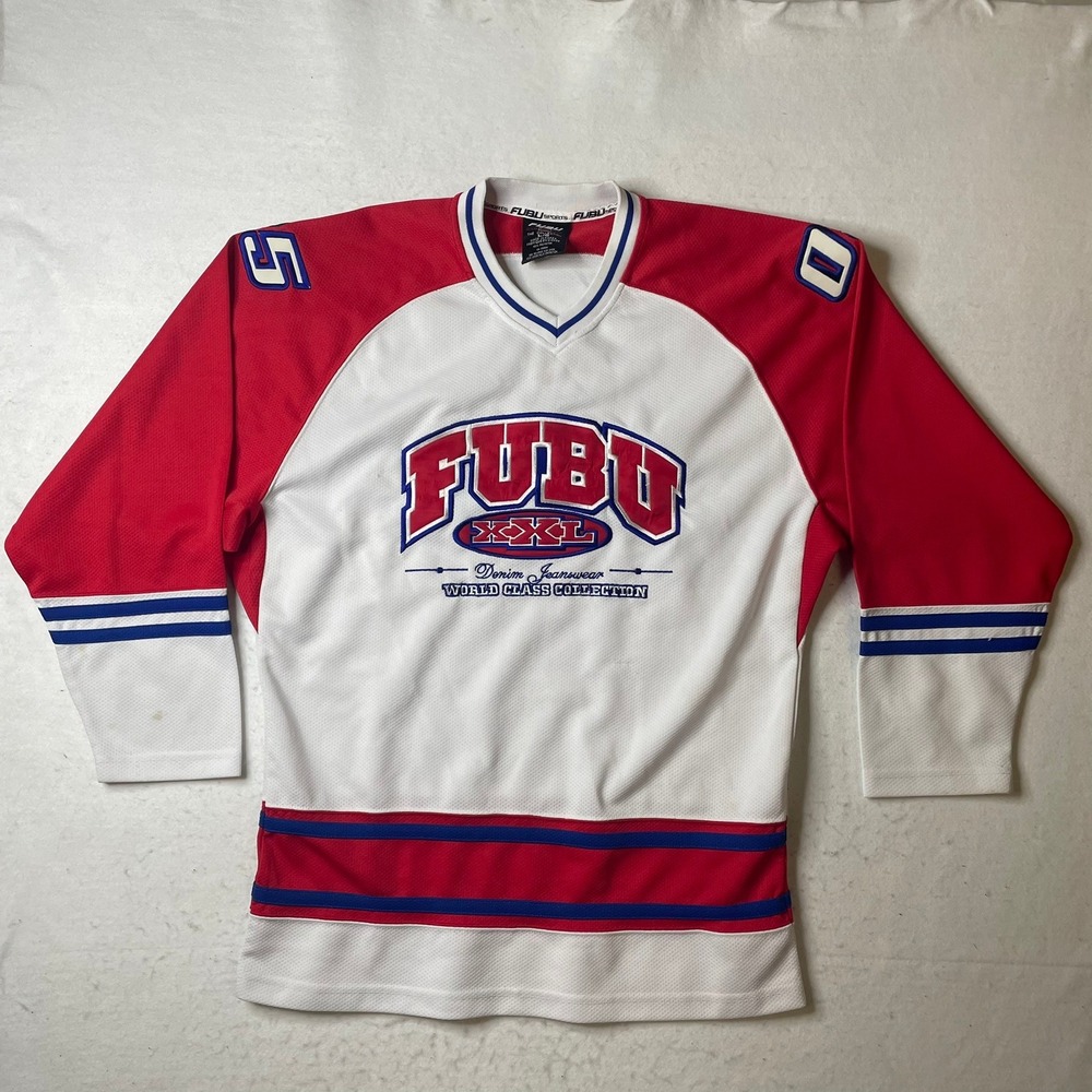 FUBU Sports Jersey Shirt L World Class Collection Red‎ White Blue